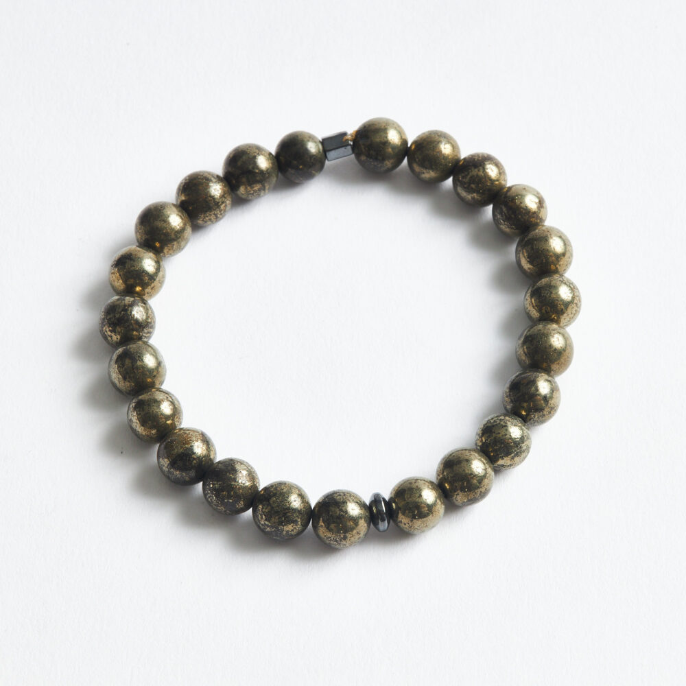 Pirit doğal taş 8mm bileklik ön görünüm.