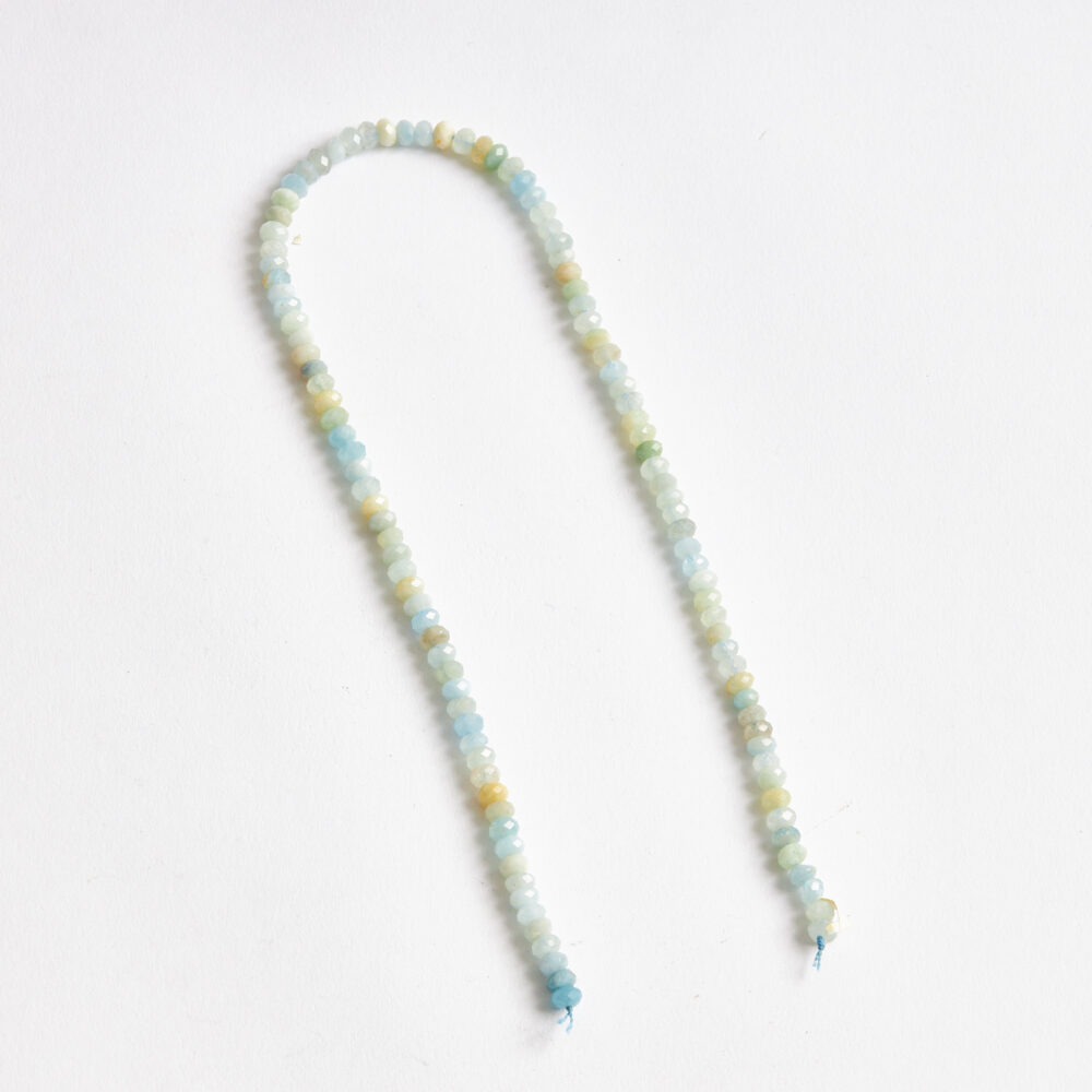 Akuamarin doğal taş küre faset kesim 6x3mm dizi ön görünüm.