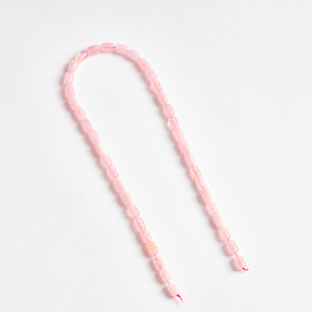 Pembe Kuvars doğal taş kapsül kesim 6x9mm dizi ön görünüm.