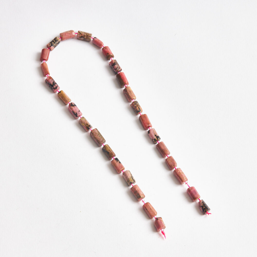 Rodonit doğal taş silindir kesim 7x12mm dizi ön görünüm.