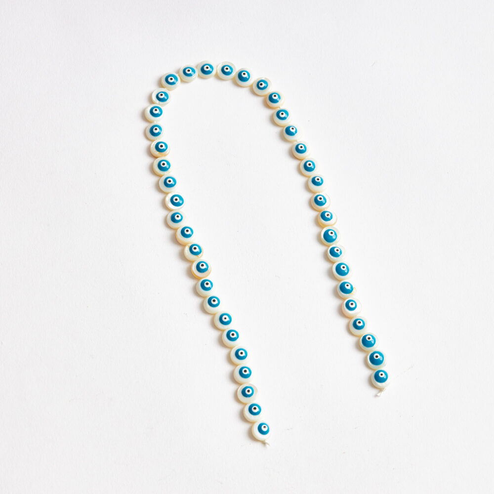 Sedef doğal taş mavi daire kesim 9x3mm dizi ön görünüm.