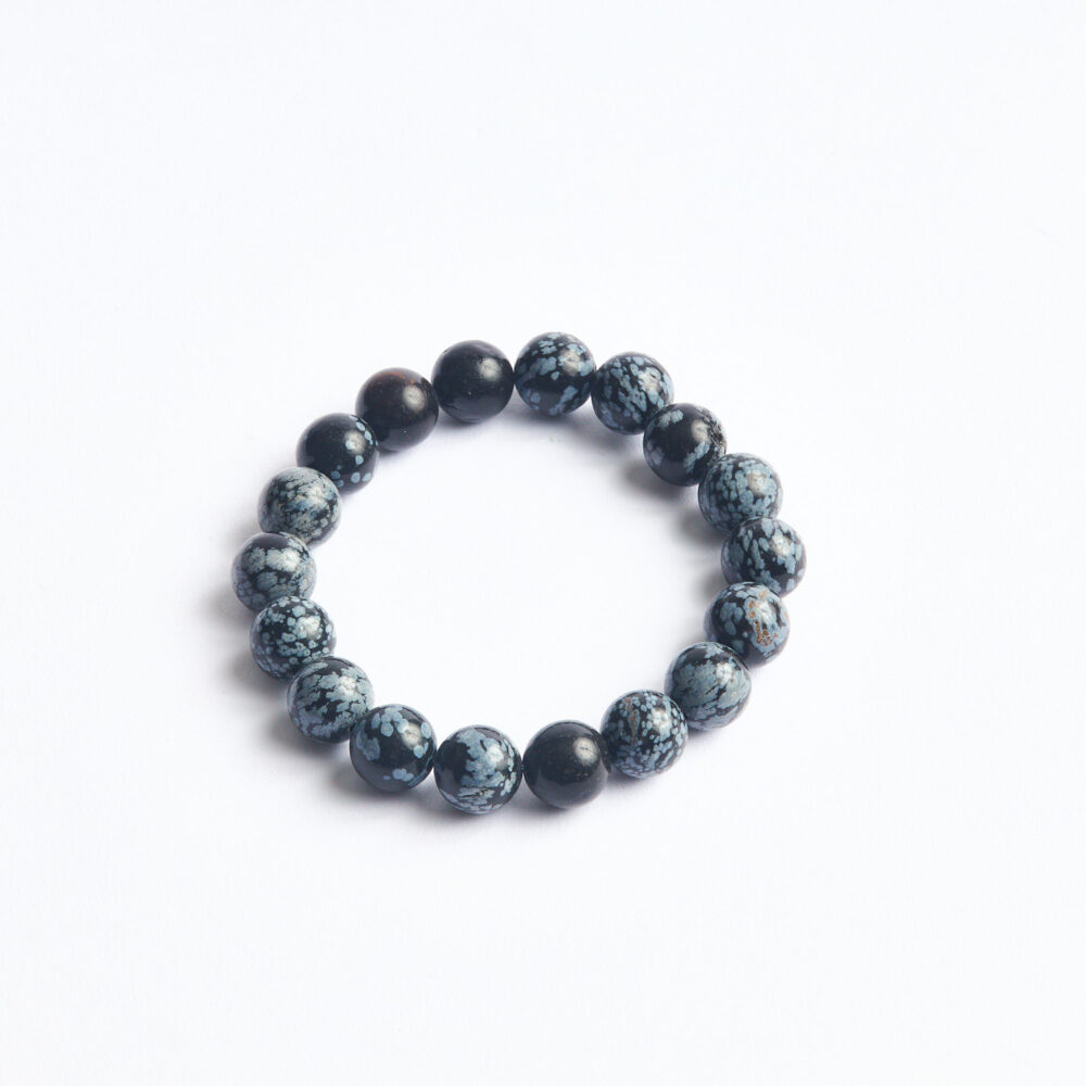 Çok açılı snowflake obsidian faceted bracelet 12 mm.