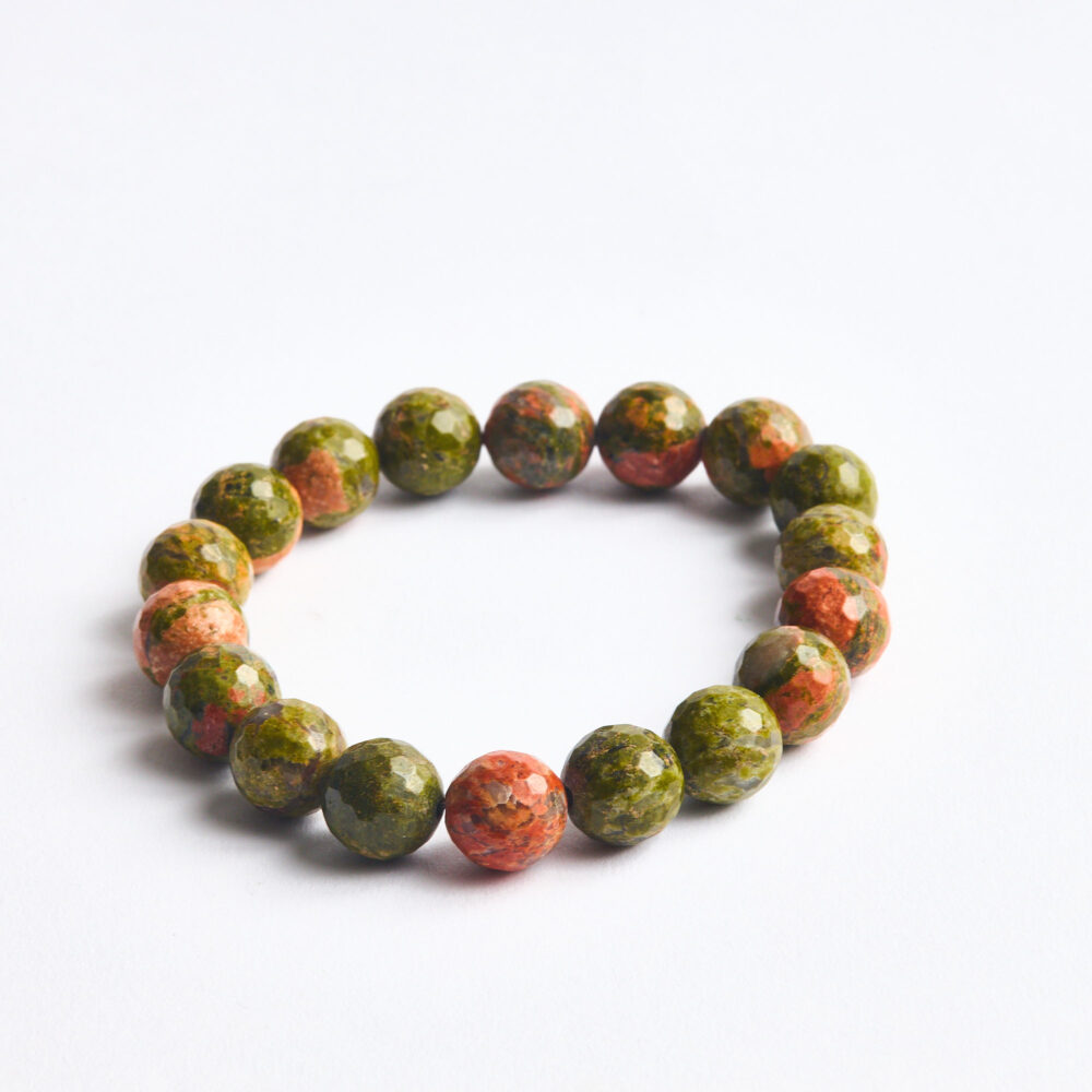 Çok açılı unakite faceted bracelet 12 mm.