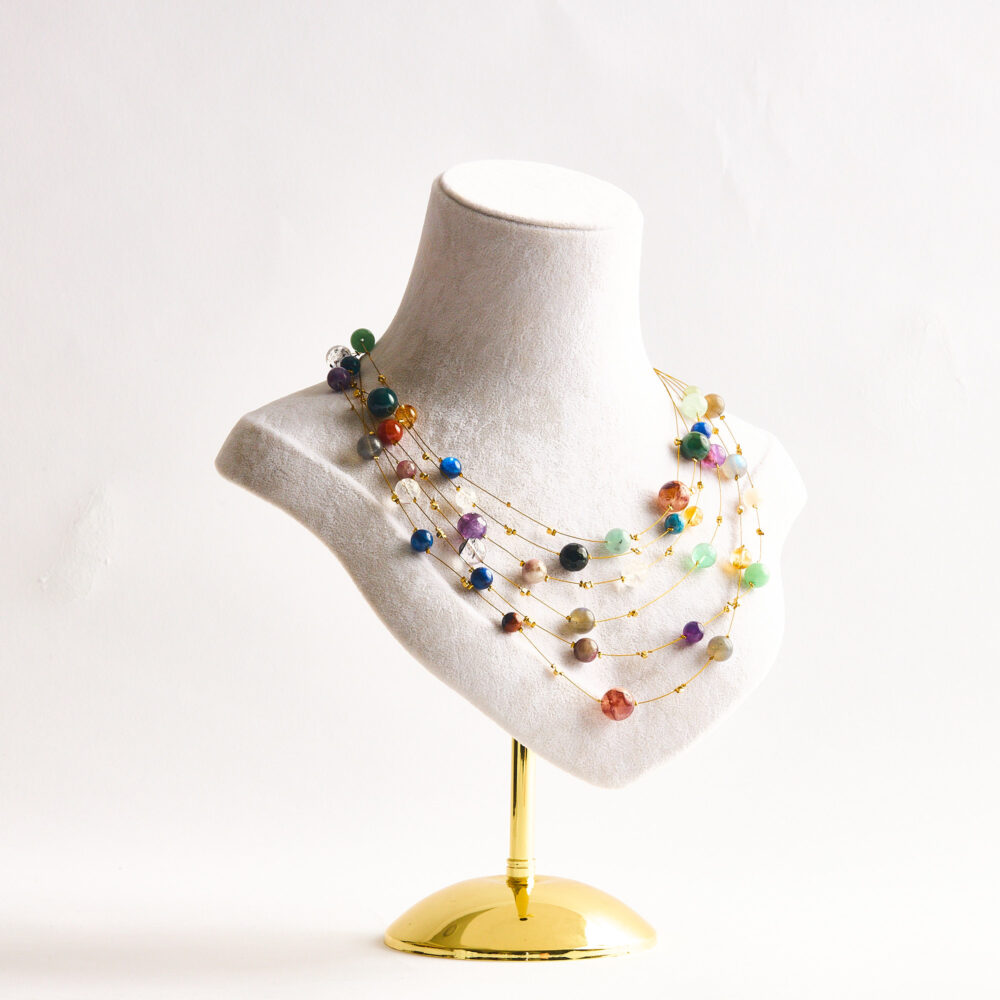 Galaxy Series natural stone necklace with mixed gemstone design